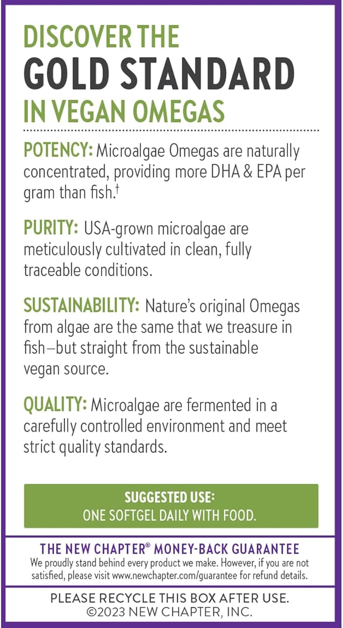 New Chapter Vegan DHA, EPA, and Omega-3 Complex- 30 Vegan