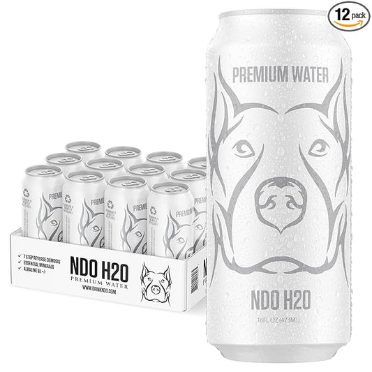 NO DAYS OFF Premium Water (Still), 12 Pack - 16 fl oz/can, 5.68L Total, Reverse Osmosis Canned Alkaline Water with Essential Minerals, pH Balanced Electrolyte Water