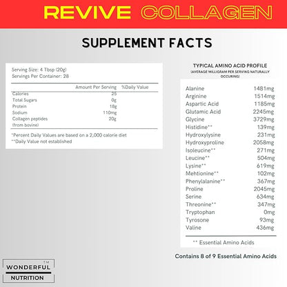 Collagen Peptides Powder, Unflavored Hydrolyzed Collagen 20Oz.