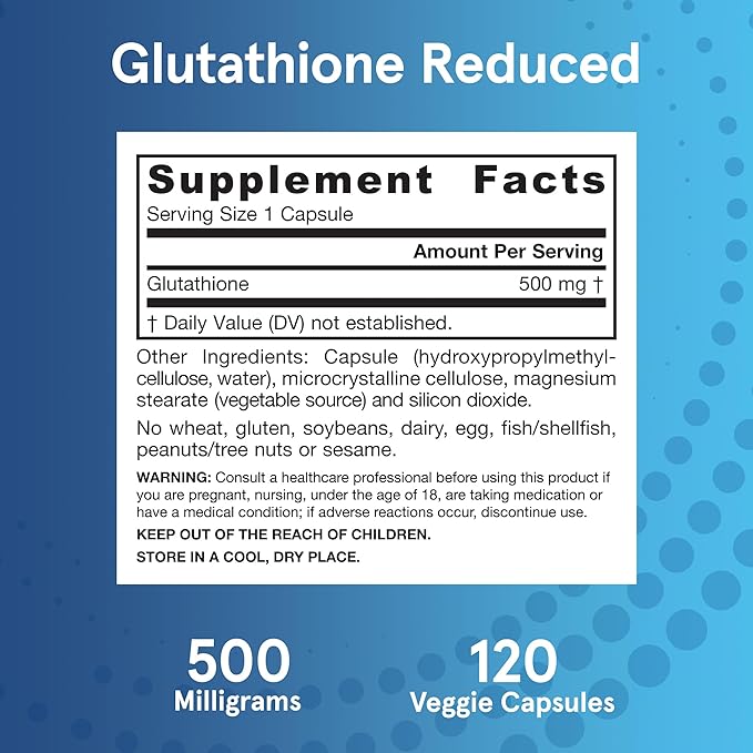 Jarrow Formulas Glutathione Reduced 500 mg- 120 Veggie 12 Packs