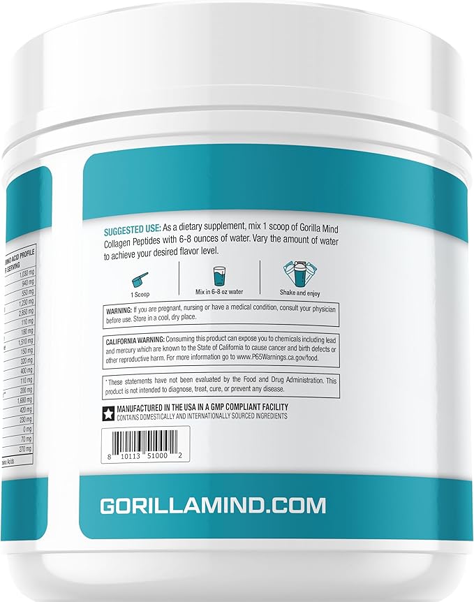 Gorilla Mind Collagen Peptides Powder 435g (Blue