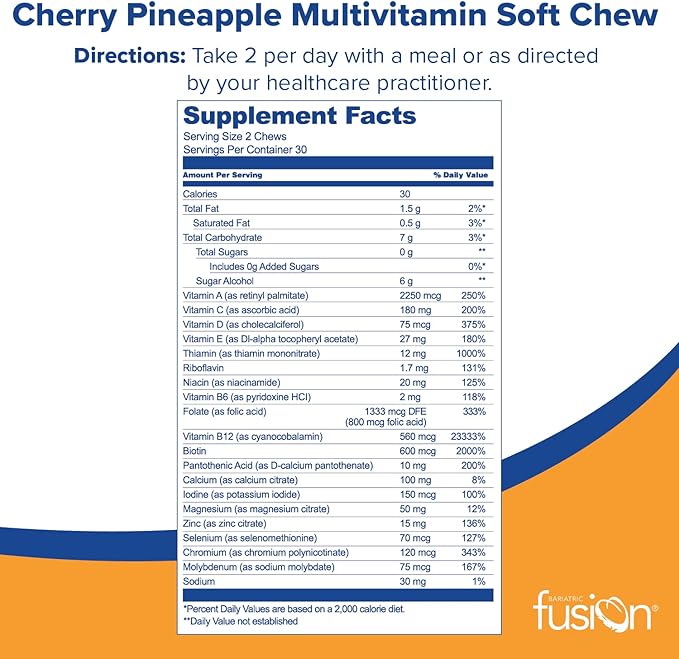 Bariatric Fusion Bariatric Multivitamin Chewable Soft Chew 60 Count 1 Month