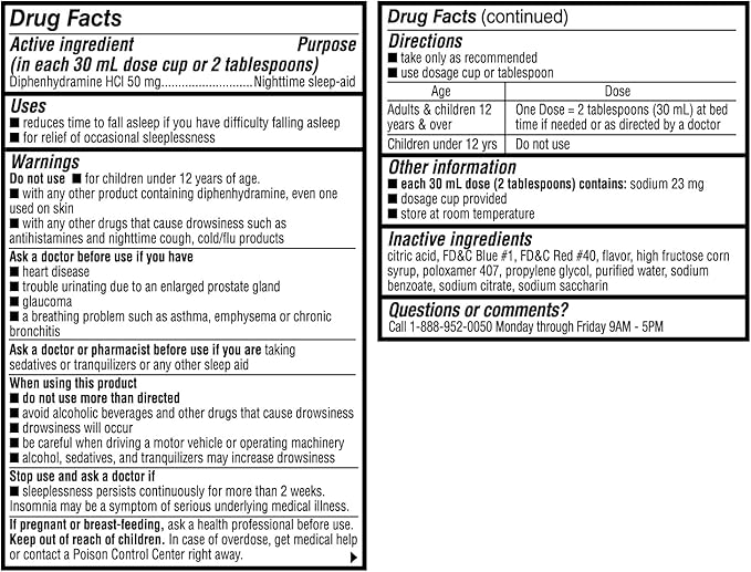 HealthA2Z® Nighttime Sleep Aid 50mg HCl 12 Fluid