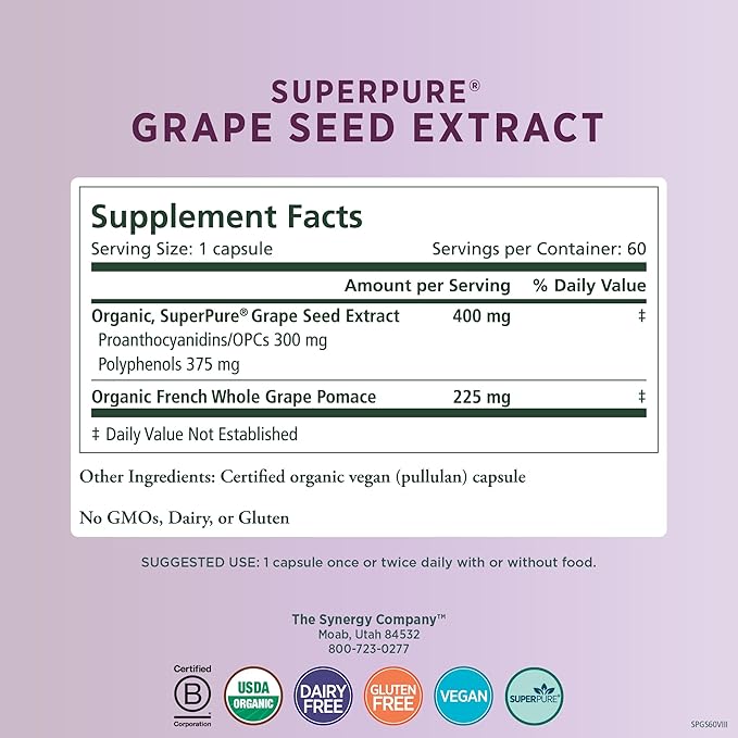 Pure Synergy SuperPure Grape Seed Extract (60 Capsules)