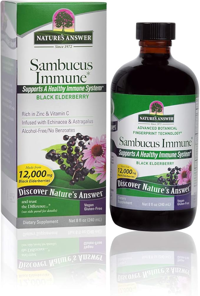 Nature's Answer Alcohol-Free Sambucus Immune Support, 8 Fluid 12,000 mg