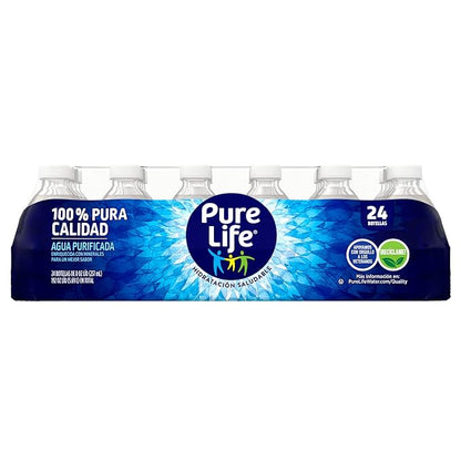 Pure Life Purified Water Bottles, 24 Pack - Still Bottled Water Enhanced with Minerals for a Crisp Taste, Plastic Bottles - 8 Fl Oz