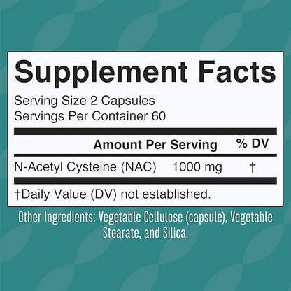MaryRuth Organics Nutritional Supplement Capsule, N-Acetyl 2 Month 1000mg Per 120 Count