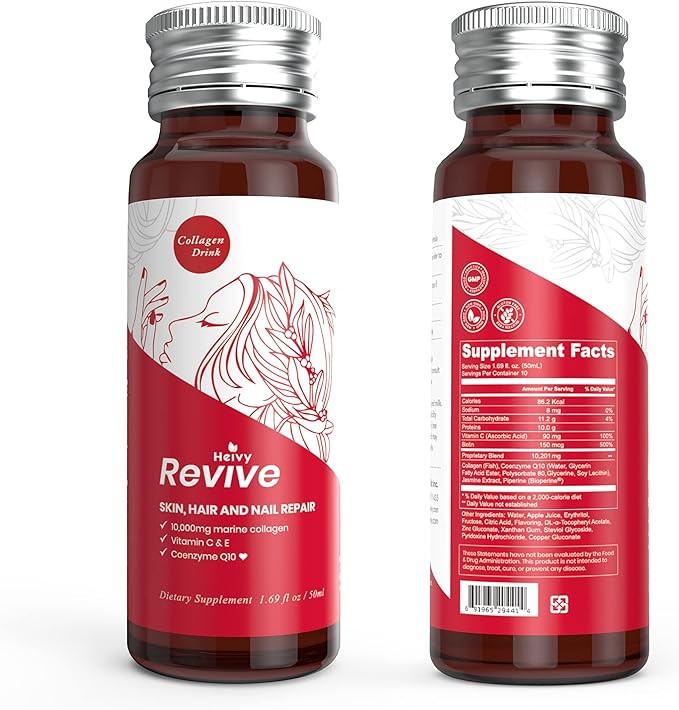 Liquid Collagen for Women, Collagen Drink 10,000mg Marine 1.69 Fl 10)