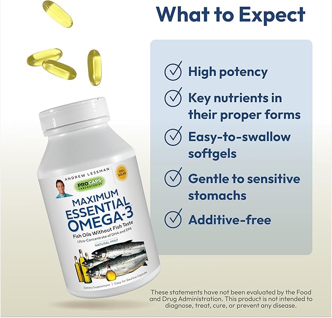 ANDREW LESSMAN Maximum Essential Omega-3 Mint 360 Softgels Omega-3 Oils.