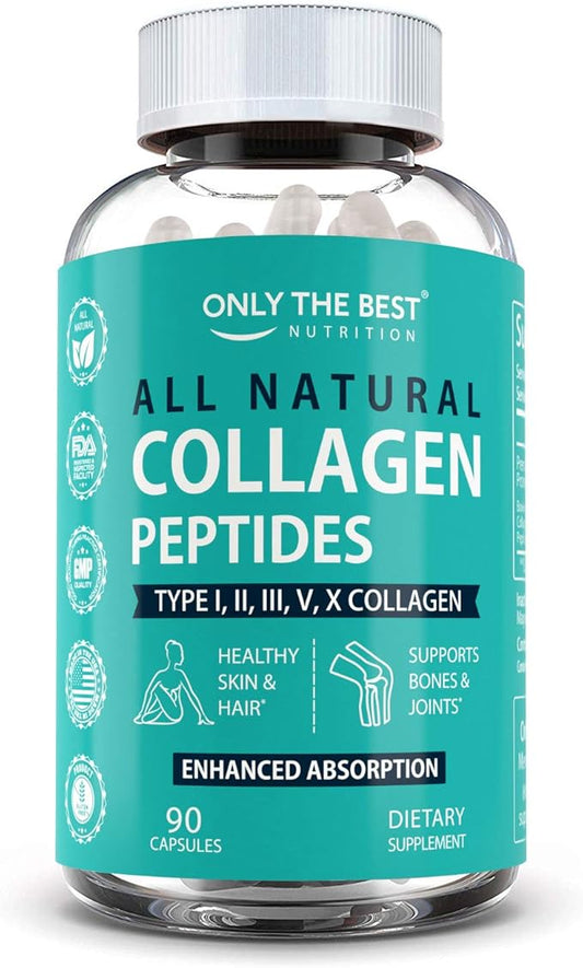 Only The Best Multi Collagen Peptides Capsules 5X Absorption