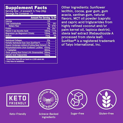 Bulletproof Dark Chocolate Energy Collagen Protein, 19.3 Ounces,