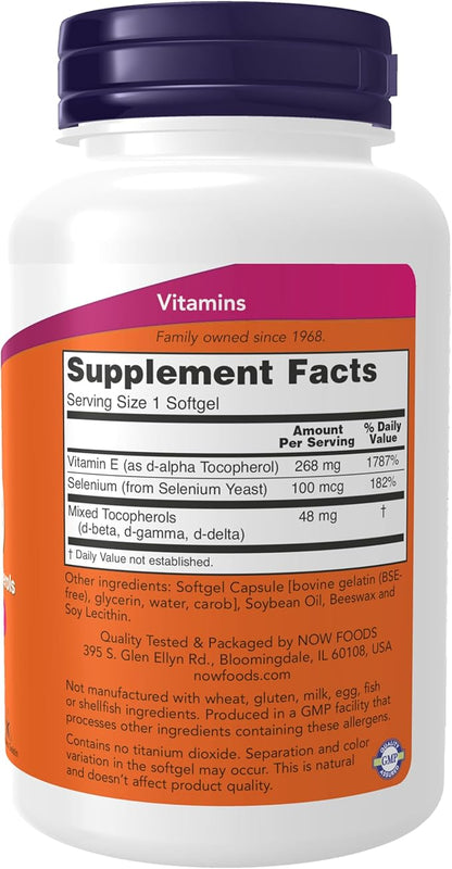 NOW Supplements, Vitamin E-400 IU, Mixed 100 Softgels
