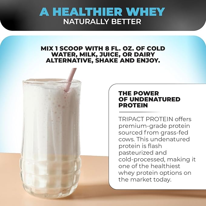 TRIPACT Protein Powder, Vanilla Latte Cinnamon 7-in-1 Meal 40 Servings