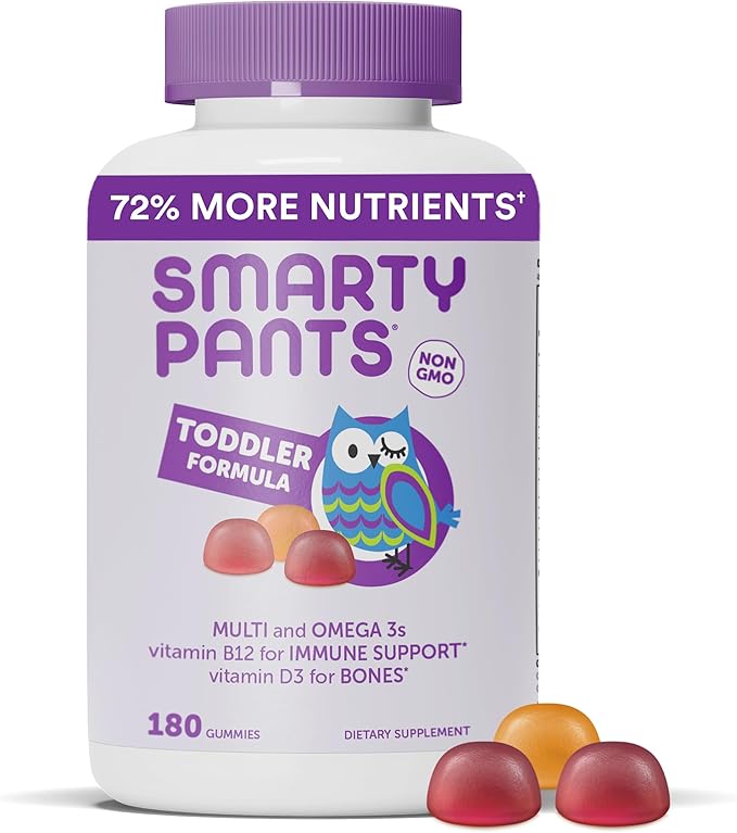 SmartyPants Toddler Multivitamin Gummies: Omega 3 D3, C, B12, B6, B6, Vitamin 180 Count (60 Day
