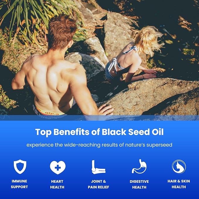 NutraChamps Organic 120 Vegan Softgel Black Cumin Seed Oil Capsules, 1400mg Per Serving Virgin Cold Pressed Nigella Sativa Oil Pills with Thymoquinone & Vitamin E, Rich in Omega 3 6 9