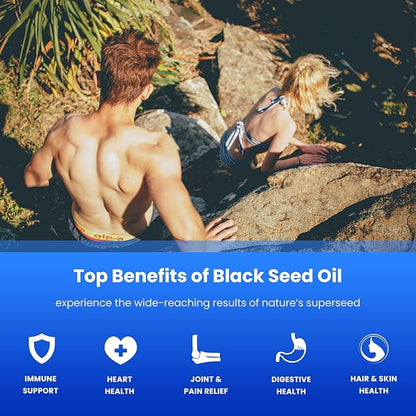 NutraChamps Organic 120 Vegan Softgel Black Cumin Seed Oil Capsules, 1400mg Per Serving Virgin Cold Pressed Nigella Sativa Oil Pills with Thymoquinone & Vitamin E, Rich in Omega 3 6 9