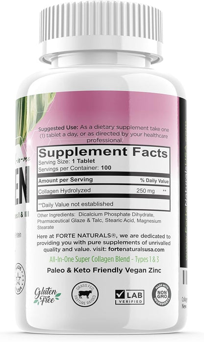 Collagen Peptide Pills 100 TABLETS Collagen