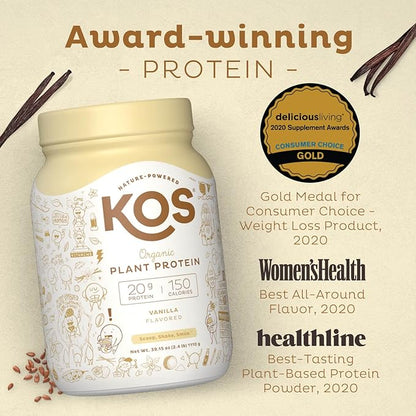 KOS Vegan Protein Powder Erythritol Free, 28 Servings