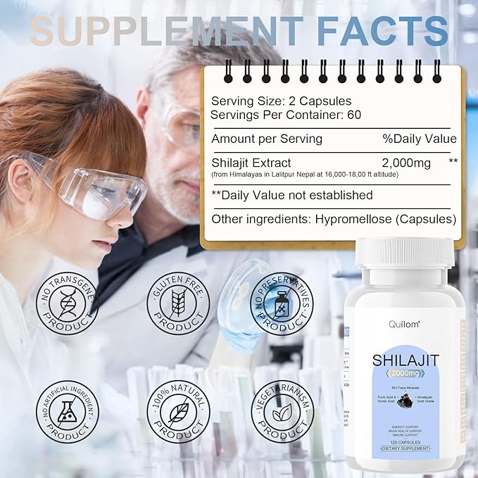 Shilajit Pure Himalayan Organic-Shilajit Supplement-Gold Grade Formula,85+Trace Minerals 75%+ Fulvic Shilajit-120-Day Supply