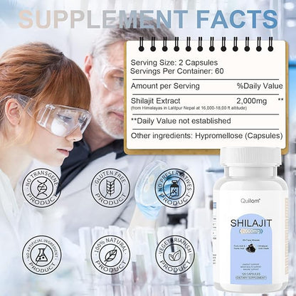 Shilajit Pure Himalayan Organic-Shilajit Supplement-Gold Grade Formula,85+Trace Minerals 75%+ Fulvic Shilajit-120-Day Supply