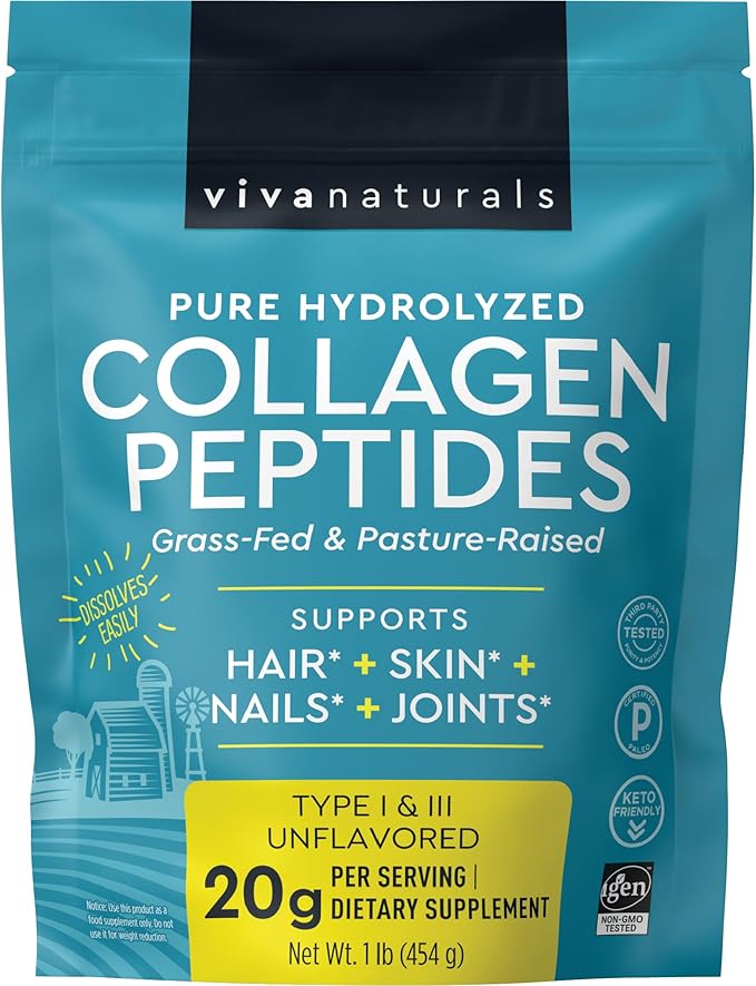 Viva Naturals Hydrolyzed Collagen Peptides Powder 1 lb