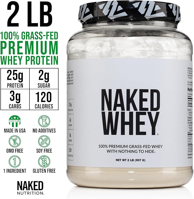 NAKED Whey 2LB 100% Grass Fed 1 Ingredient,