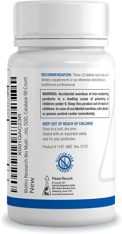 Biotics Research Bio-Multi Plus - Robust Foundational Multivitamin/Mineral Formula, Contains Plant-Based Trace Minerals 90 Tablets