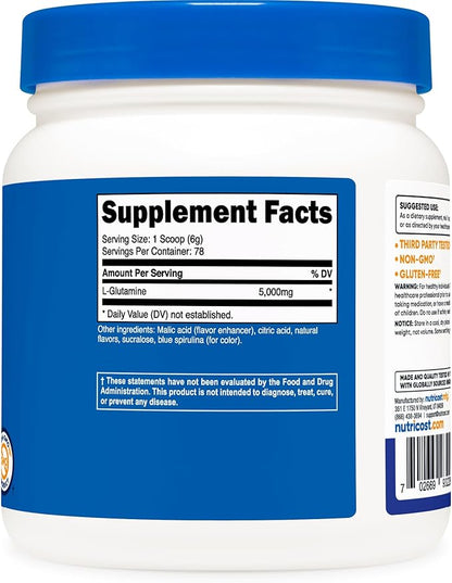 Nutricost L-Glutamine Powder (500 Grams) (Blue