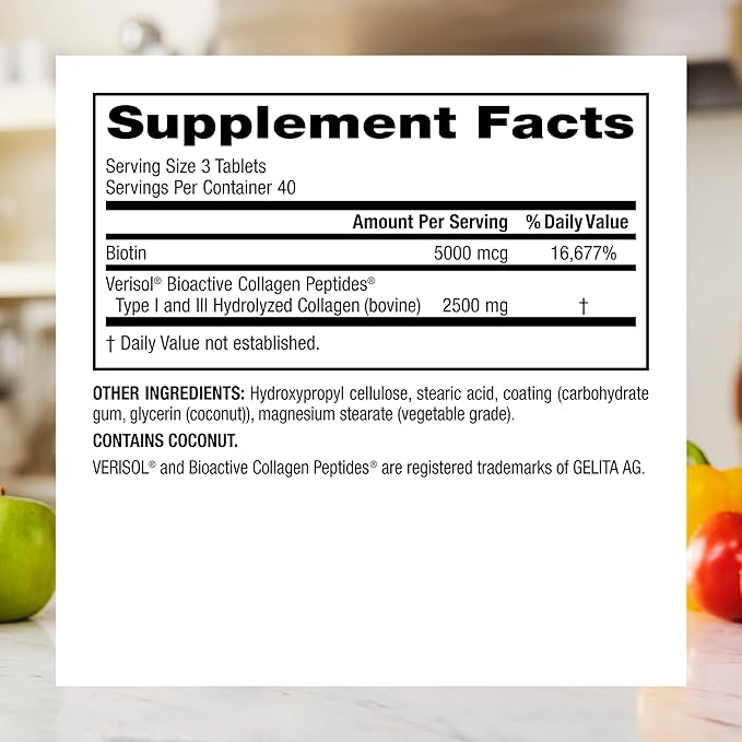 Webber Naturals Collagen30 with Biotin, 2,500 5,000 mcg 120 Tablets,