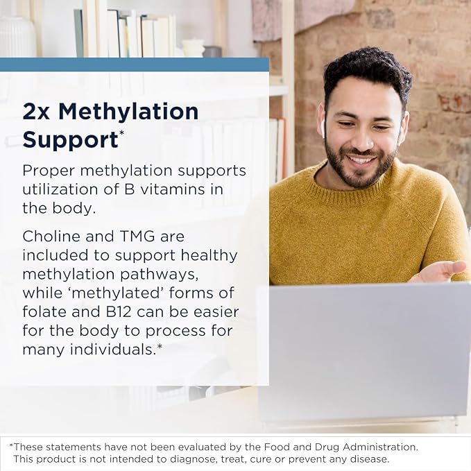 Designs for Health Methylated Vitamin B Complex B12 Vitamins, B1, B3, B3, Niacin, B6, Folate (60 Capsules)