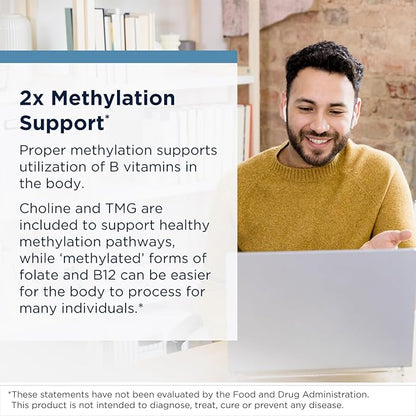 Designs for Health Methylated Vitamin B Complex B12 Vitamins, B1, B3, B3, Niacin, B6, Folate (120 Capsules)