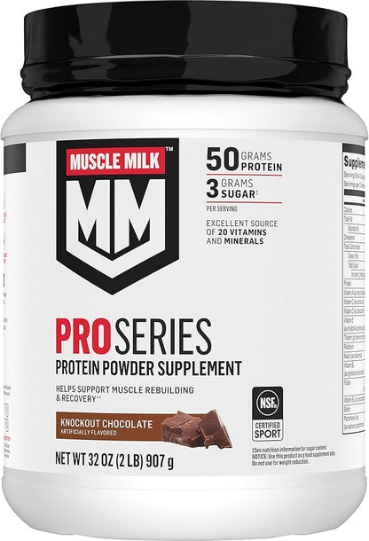 Muscle Milk Pro Series Protein Powder Chocolate,2 Pound,11 Pound,11 Servings,50g Servings,50g Protein,3g Protein,3g Sugar,20 Sugar,20 Vitamins
