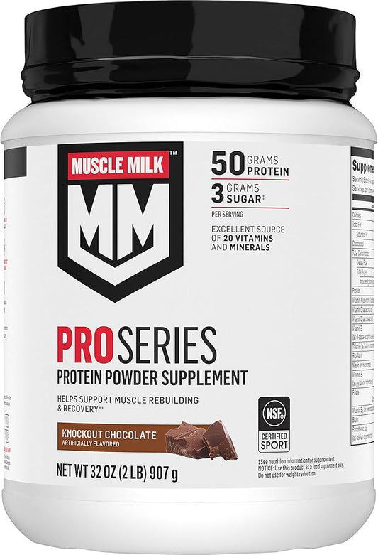 Muscle Milk Pro Series Protein Powder Chocolate,2 Pound,11 Pound,11 Servings,50g Servings,50g Protein,3g Protein,3g Sugar,20 Sugar,20 Vitamins