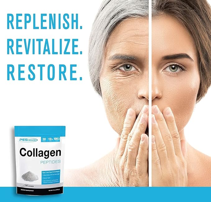 PEScience Collagen Peptides Powder, Hydrolyzed Collagen 30 Servings,