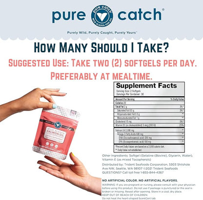 Trident Seafoods Pure Catch Wild Alaskan D3 - Omega-3 Salmon 60 Count