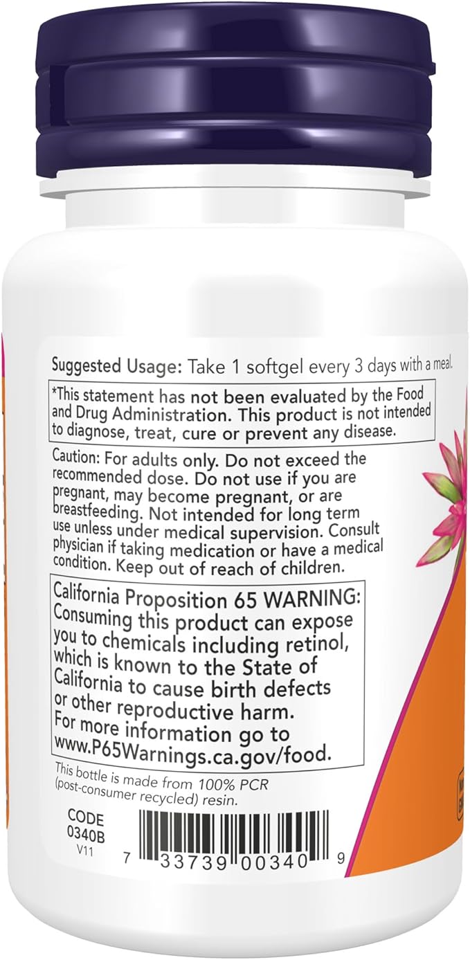NOW Supplements, Vitamin A (Fish Liver 25,000 IU, 100 Softgels