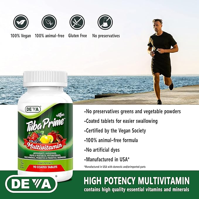 DEVA Tuba Prime Vegan Multivitamin High-Potency 90 Tabs, 2-Pack