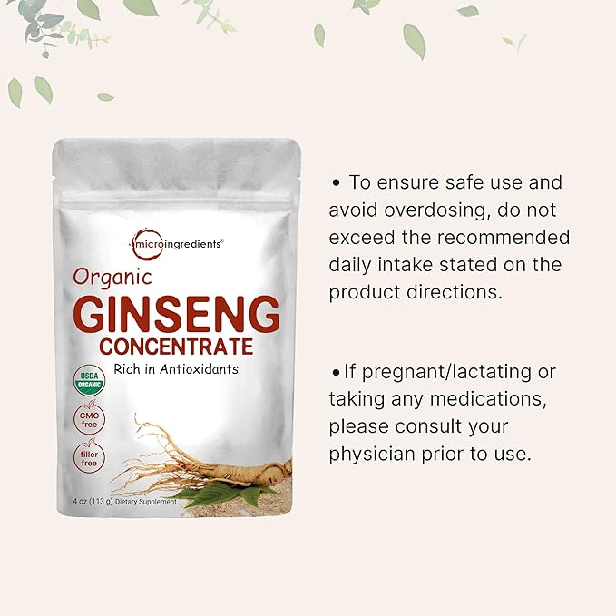 Micro Ingredients Maximum Strength Organic Korean 200:1 Powder, 4 Ounce,