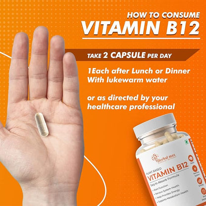 Vitamin B12 (Cobalamin), 60 Capsules B12 Supplement