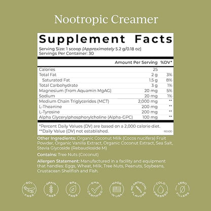 CYMBIOTIKA Nootropic Creamer with MCT Oil, L-Theanine, and Alpha GPC, Enhance Focus, Mental Clarity, and Energy, Sugar-Free, Keto-Friendly Brain Boosting Coffee Creamer for Cognitive Performance and Stress Relief