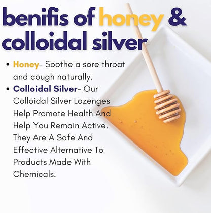 Silver Biotics Colloidal SIlver Lozenges | 60 PPM Ag₄O₄ SilverSol | Immune Support + Throat Soothing Lozenges | Manuka Honey | 21 Count