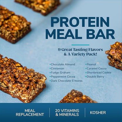 WonderSlim Meal Replacement Protein Bar, Peppermint Cocoa Crunch, 15g Protein, 20 Vitamins & Minerals, Gluten Free (7ct)