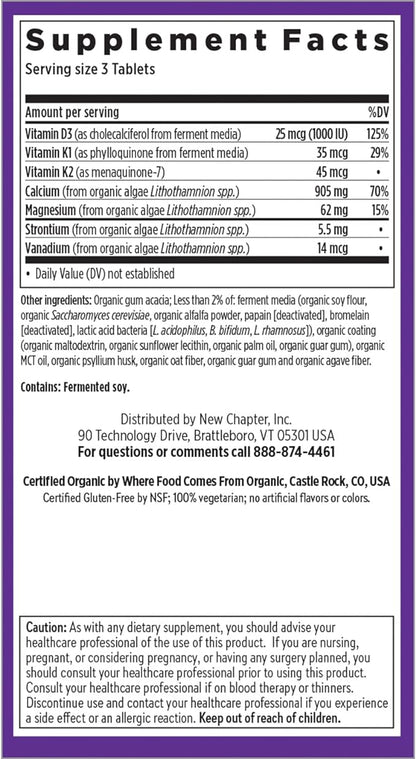 New Chapter Calcium Supplement D3+K2, 70+ 70+ Trace 60 Slim