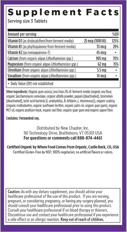 New Chapter Calcium Supplement D3+K2, 70+ 70+ Trace 180 Slim