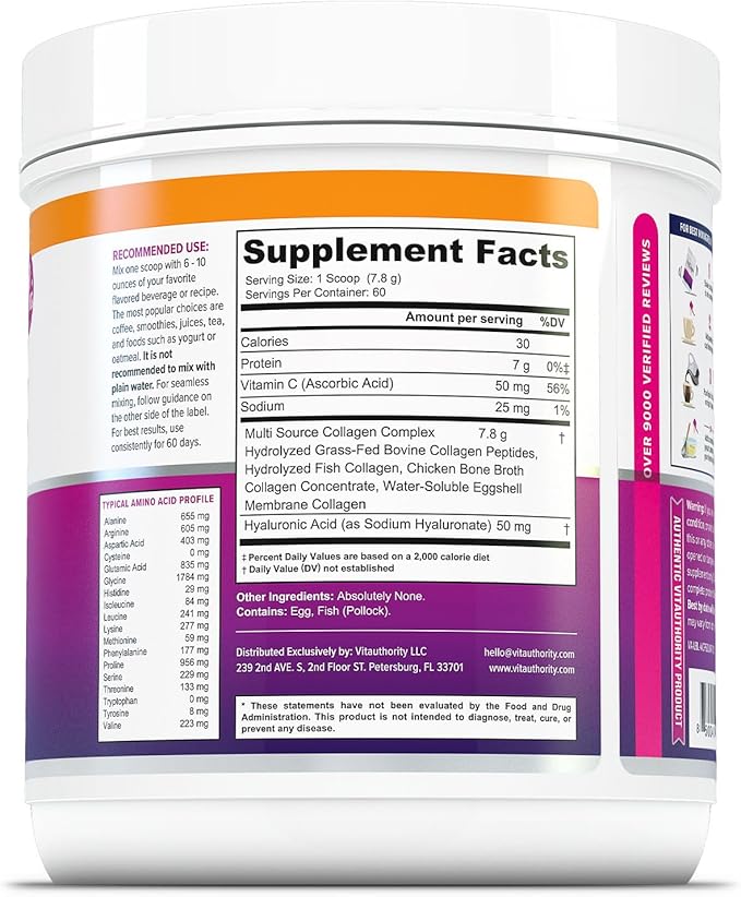 Multi Collagen Peptides Plus Hyaluronic Acid 60 Servings
