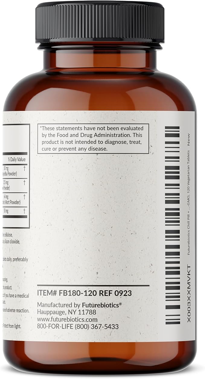 Futurebiotics Chill Pill + Ashwagandha, Rhodiola, 2000 MG 120 Vegetarian