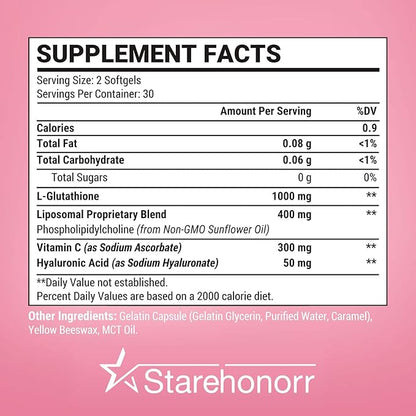 Liposomal Glutathione Softgels 1500MG, Reduced Glutathione 120 Softgels