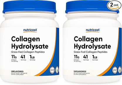 Nutricost Pure Collagen Hydrolysate (Bovine) Powder (2 Pack) 1LB Per