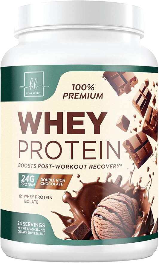 Whey Protein Powder, Rich Double Chocolate 24g Protein 24 Servings