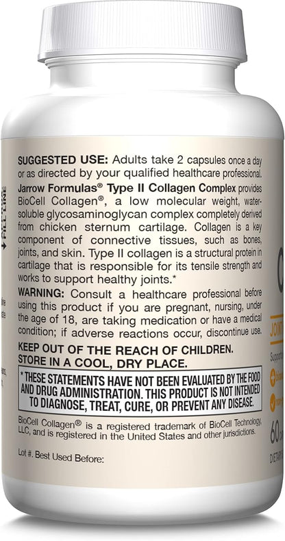 Jarrow Formulas Type II Collagen Complex 1000 mg 60 Capsules, 30 Day